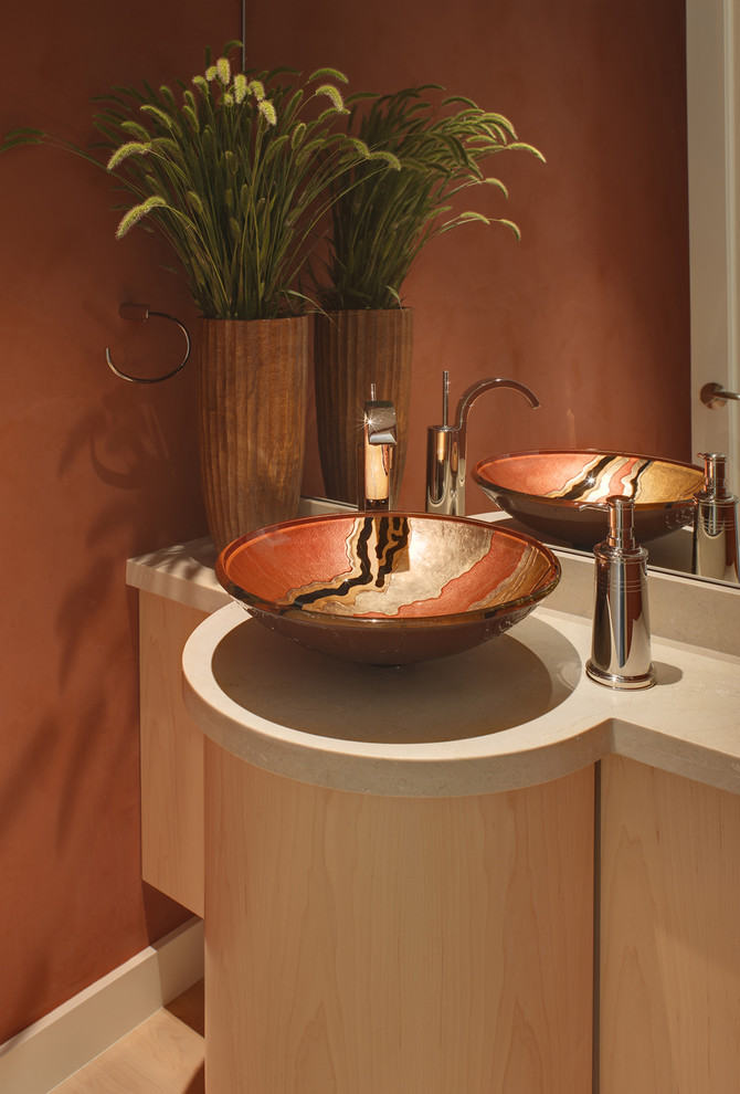 Glass Vessel Sinks Powder Room Contemporary with Bathroom Bathroom Accessories Contemporary