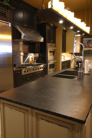 Granite Black Pearl Kitchen Traditional with Antique Black Counter Black