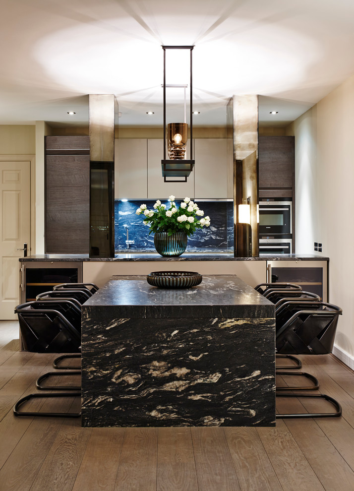Granite Dining Table Dining Room Contemporary with Built in Stacked Ovens