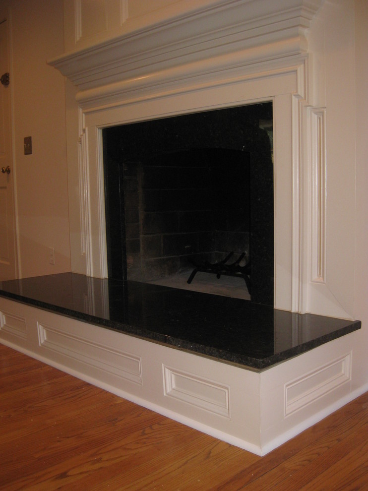Granite Fireplace Hearth Family Room Traditional with None 