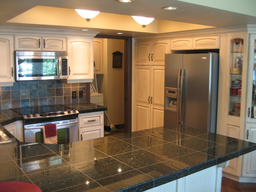 Granite Tile Countertop Kitchen Traditional with None 2