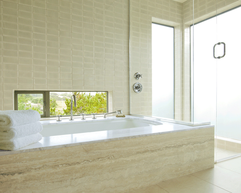 Granite Tub Surround Bathroom with Ann Sacks Clear Glass