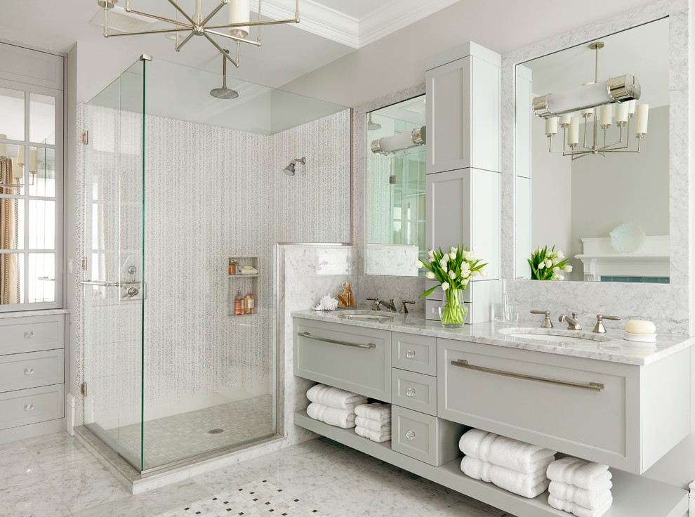 Gray Bathroom Vanity Bathroom Contemporary with Bathroom Chandelier Double Bathroom1