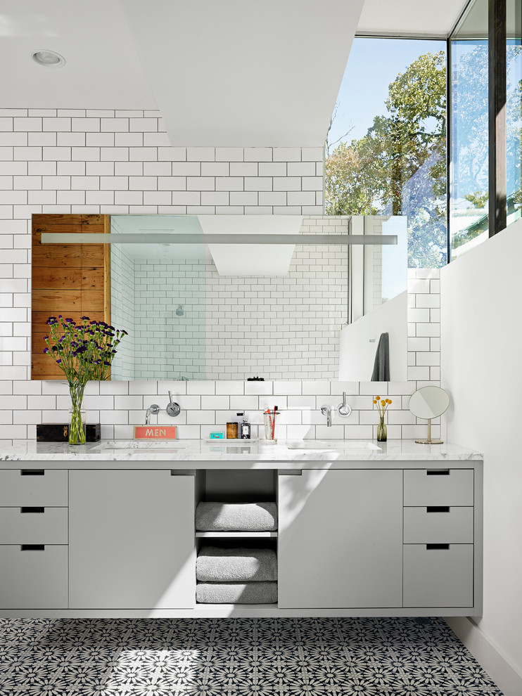 Gray Bathroom Vanity Bathroom Contemporary with Double Bathroom Sink Floral1