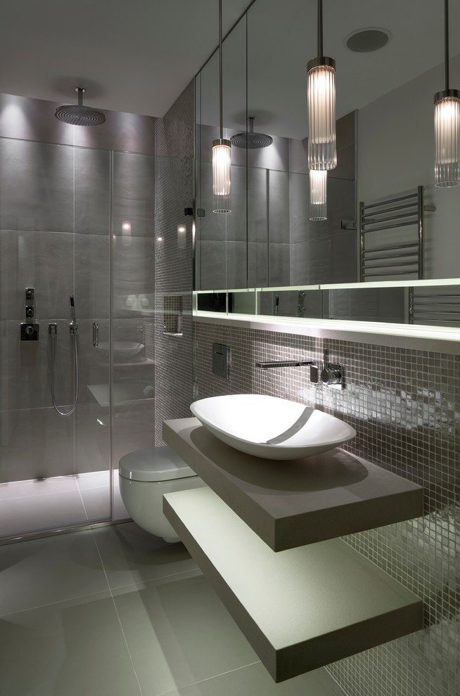 Gray Tile Bathroom Bathroom Contemporary with Bathroom Mirror Designer Bathroom1