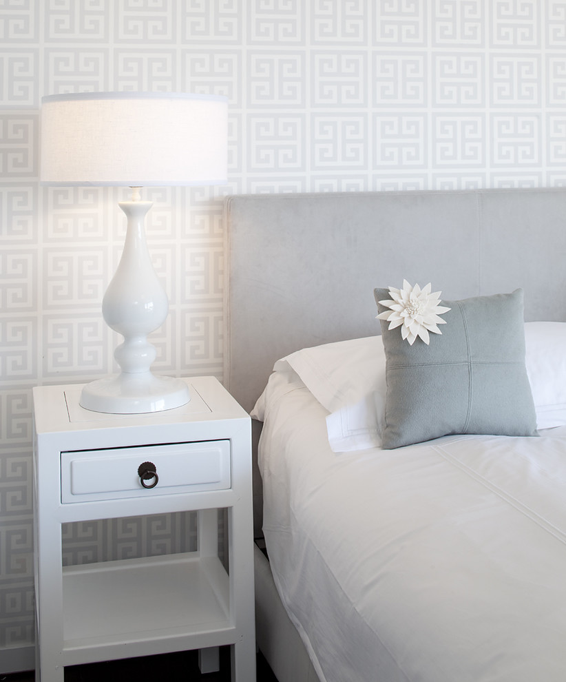 Greek Key Bedding Bedroom Contemporary with Flower Greek Key Headboard