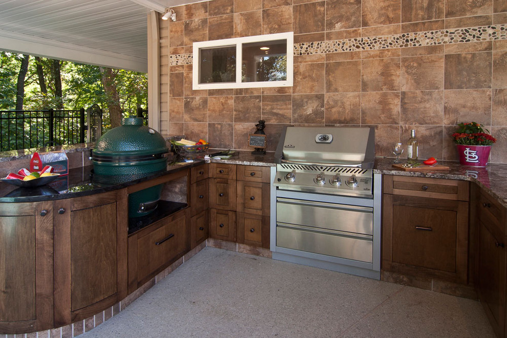 Green Egg Outdoor Kitchen Patio Contemporary with None 