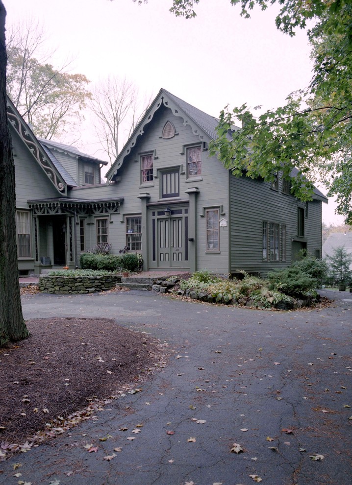 Green Exterior Paint Exterior Traditional with Exterior Columns Exterior Paneling