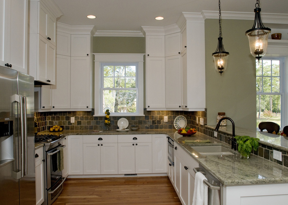 Green Granite Countertop Kitchen Eclectic with None 1