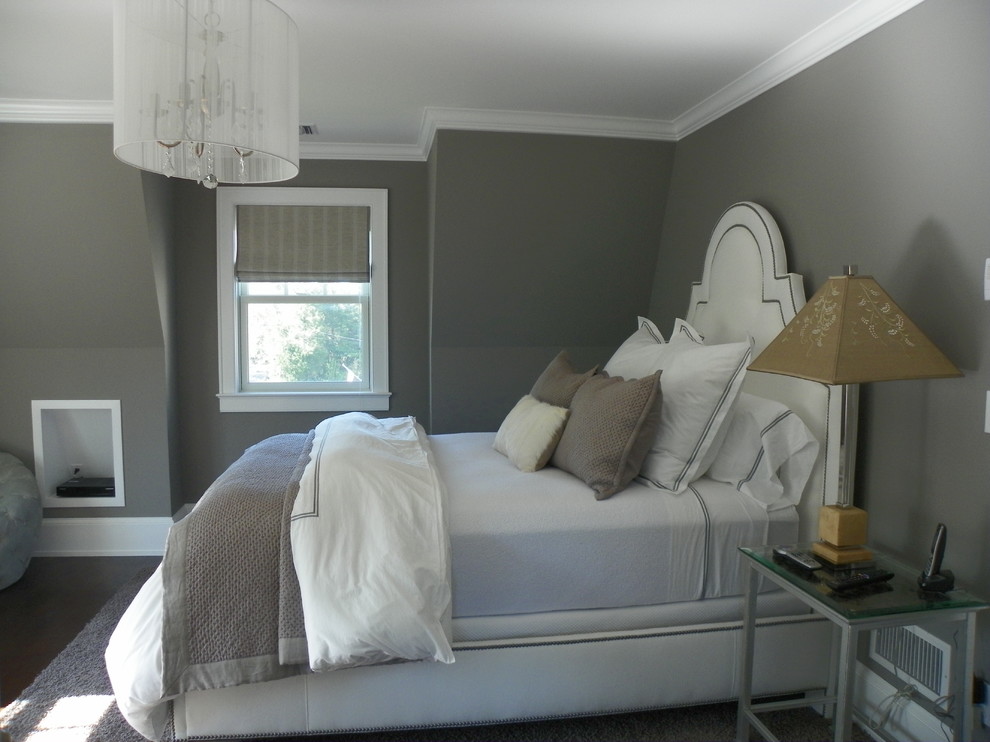 Grey Area Rug Bedroom Traditional with Chandelier Shade Crown Molding