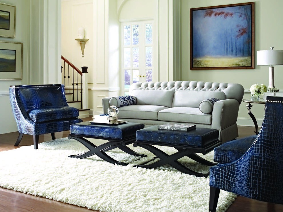 grey couch living room Family Room Contemporary with artwork baseboards blue blue