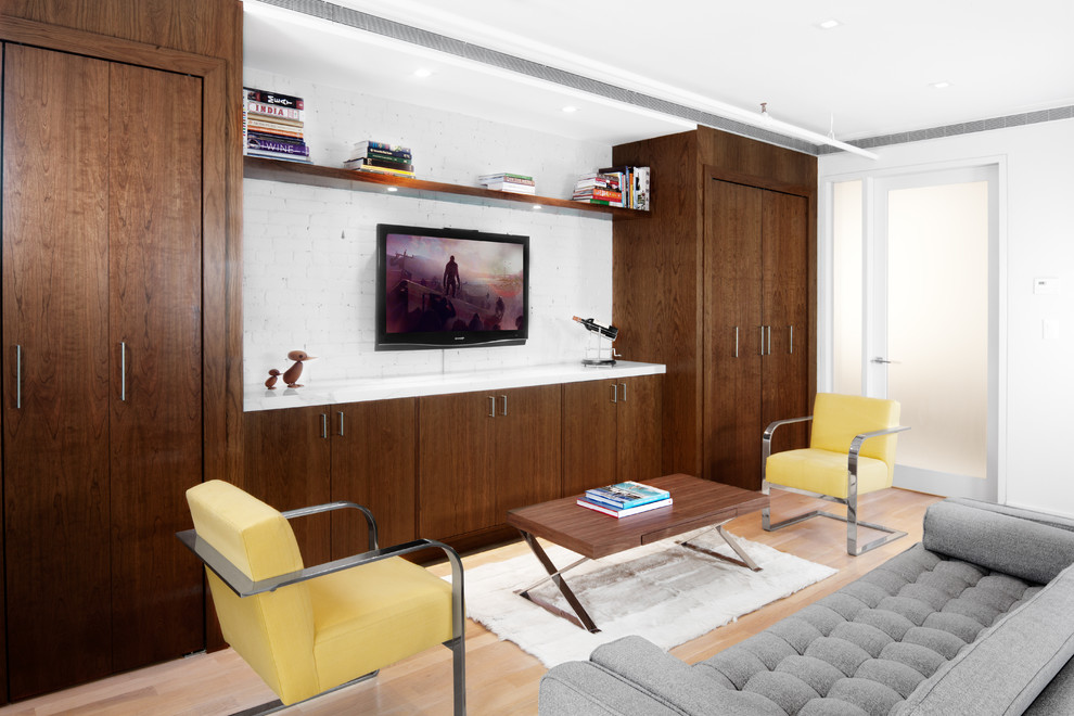 Grey Couch Living Room Living Room Modern with Bookshelf Built in Cabinets Dark1