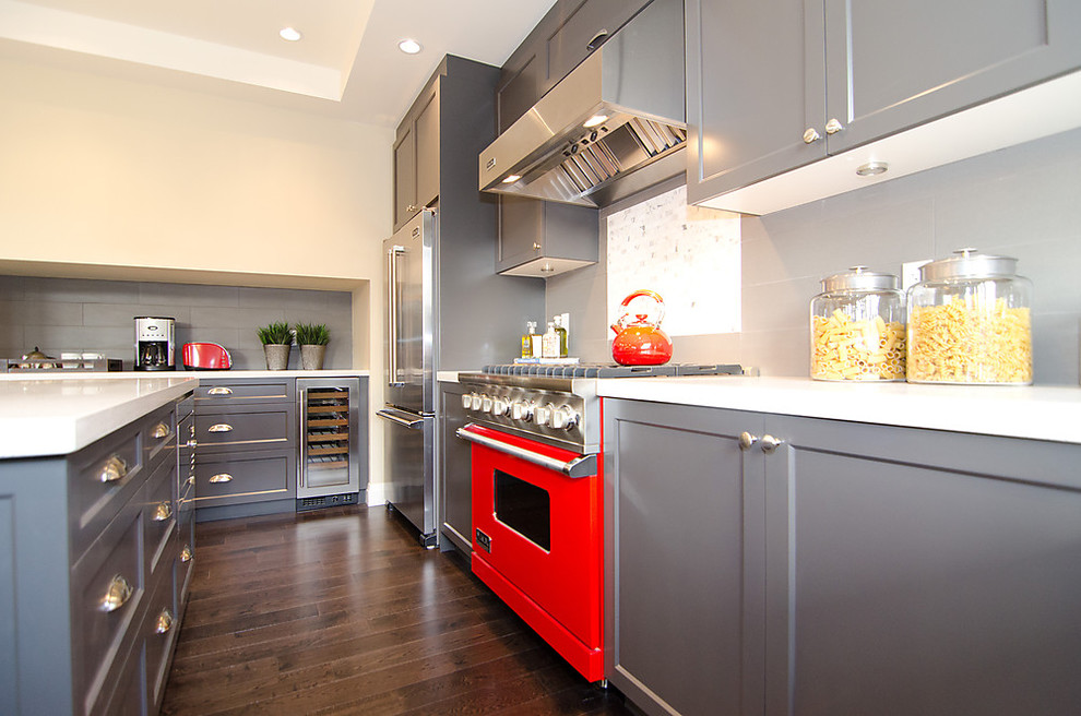 Grey Kitchen Cabinets Kitchen Contemporary with Beverage Cooler Gray Frame