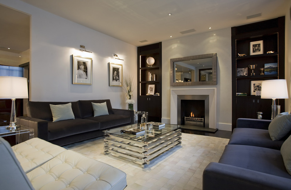 Grey Leather Sofa Living Room Contemporary with Area Rug Blue Built