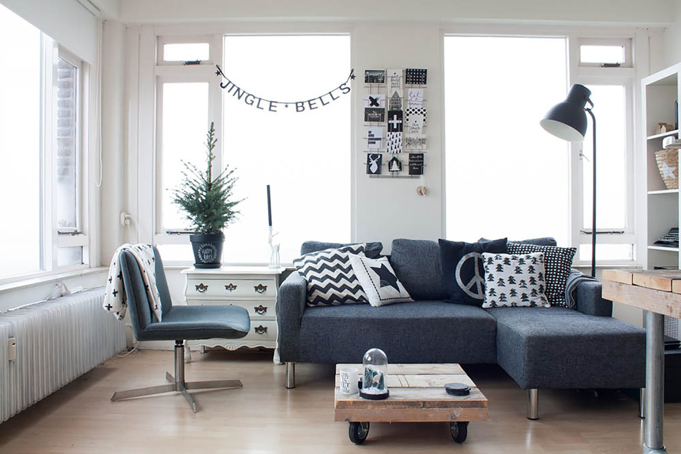 Grey Sectional Sofa Living Room Eclectic with Black and White Black
