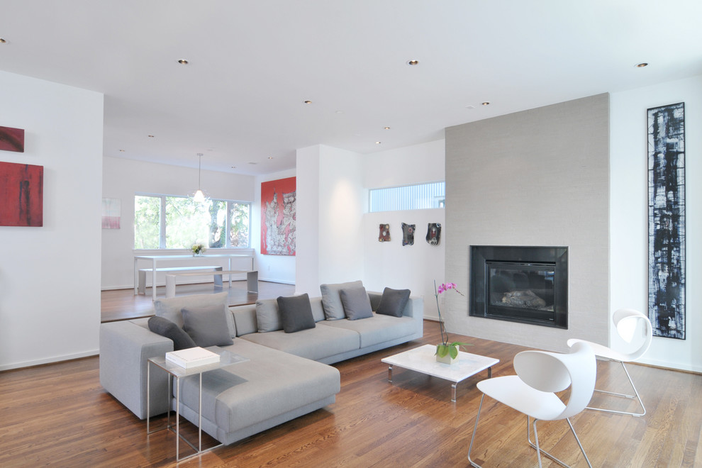 Grey Sectional Sofa Living Room Modern with Artwork Couch Fireplace Grey2