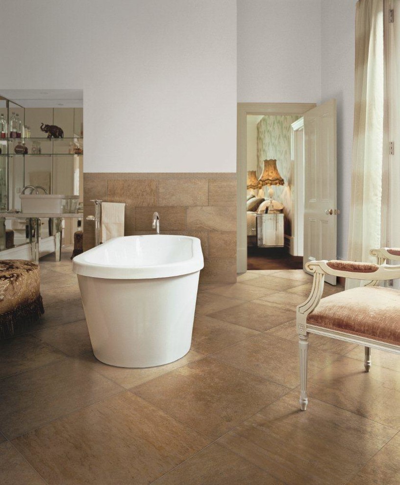 Grey Shower Tile Bathroom Modern with Ceramic Tile Floor Floor