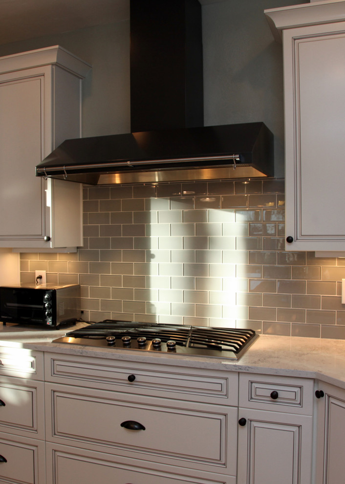 Grey Subway Tile Kitchen Traditional with None 