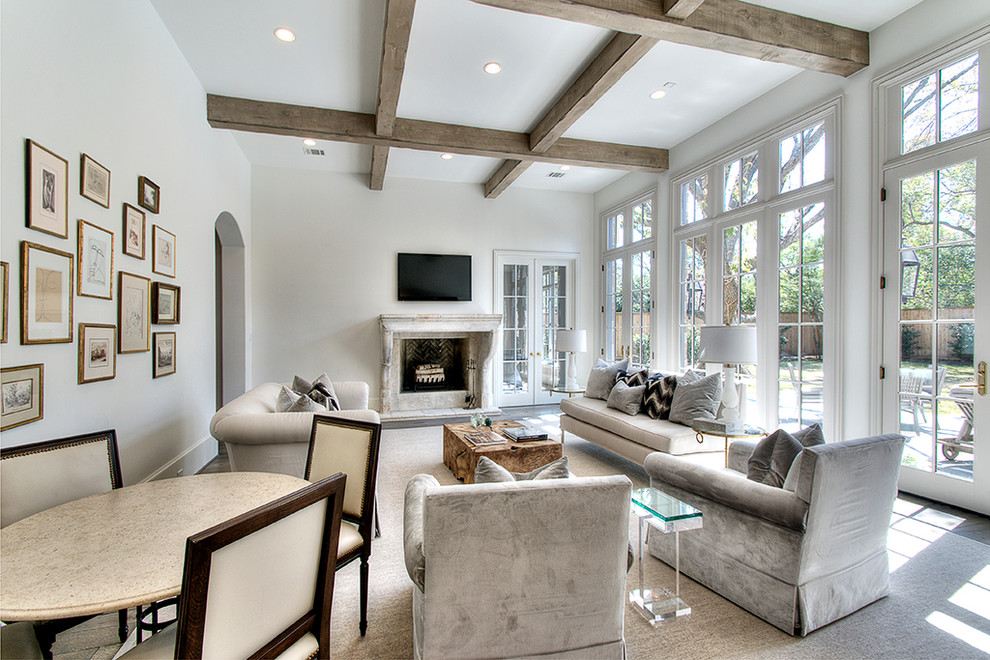 Grey Wood Stain Family Room Transitional with Archway Ceiling Lighting Decorative