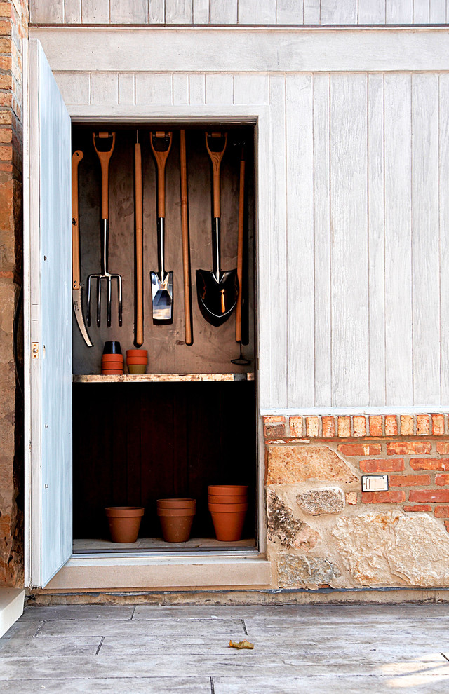 Grill Tool Storage Garage and Shed Rustic with Brick Brick Exterior Chicago