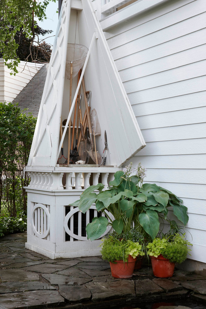 Grill Tool Storage Garage and Shed Traditional with Clapboard Flagstone Lap Siding