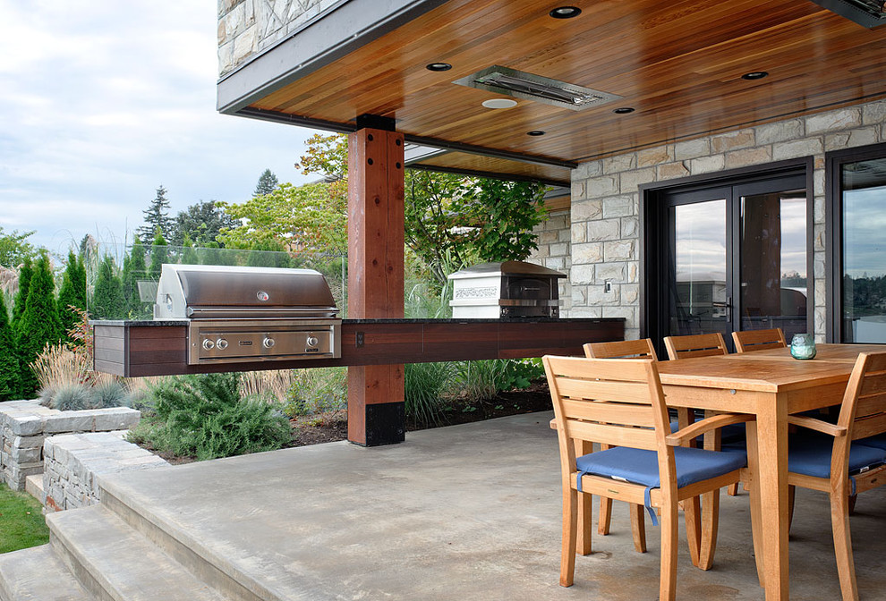 Grill Tool Storage Patio Contemporary with Black Door Trim Blue