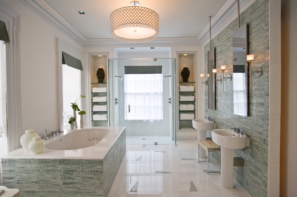 Half Circle Couch Bathroom Modern with Artistic Tile Bathroom Green