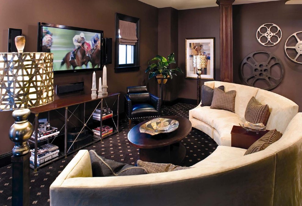 Half Circle Couch Home Theater Contemporary with None 1
