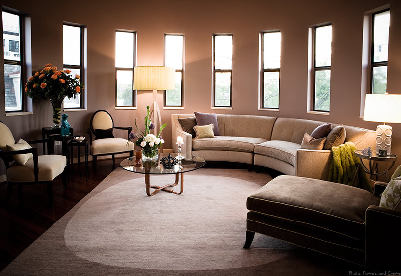 Half Circle Couch Living Room Contemporary with Area Rug Arm Chair1