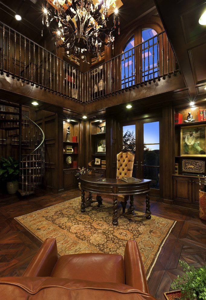 Half Circle Desk Home Office Mediterranean with Area Rug Built In