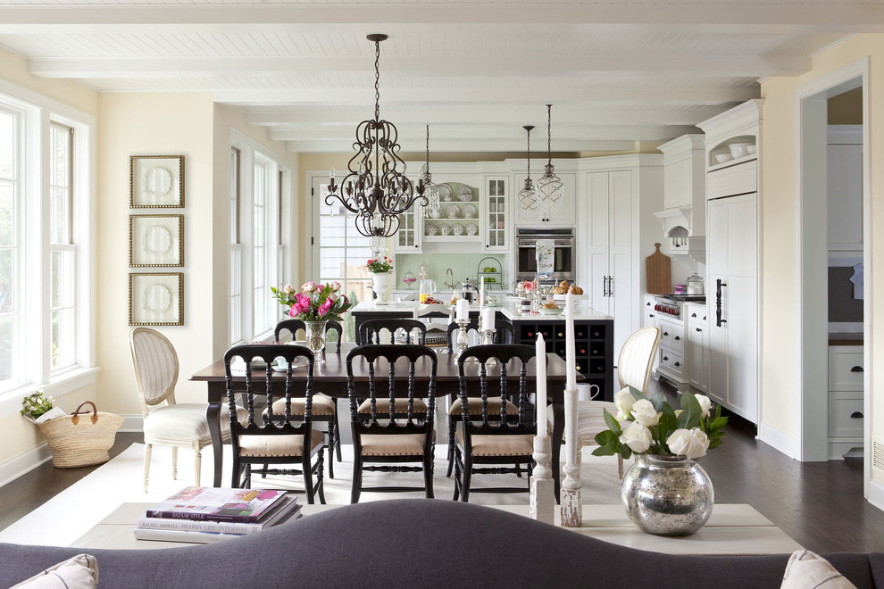 Half Moon Dining Table Dining Room Traditional with Arrangement Bead Board Ceiling