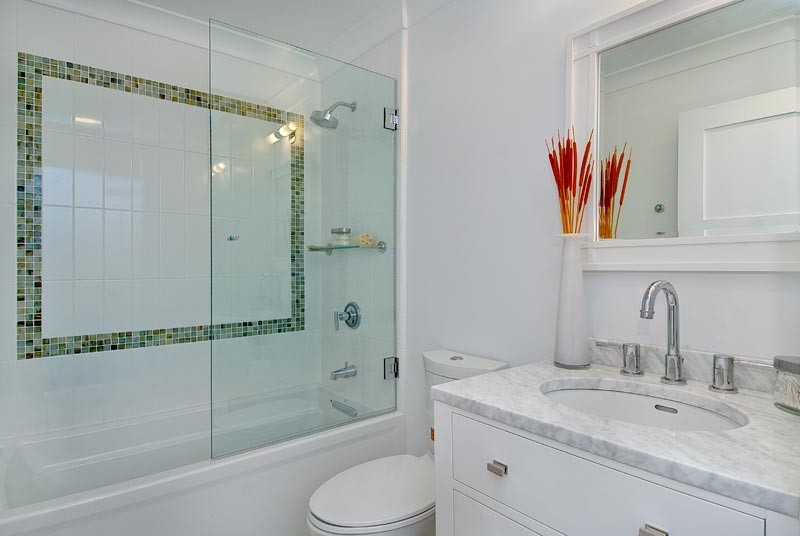 Half Shower Door Bathroom Contemporary with Bathroom Master Bath Mosaic