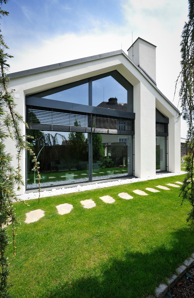 Half Window Blinds Exterior Contemporary with Backyard Chimney Edging Floor to Ceiling