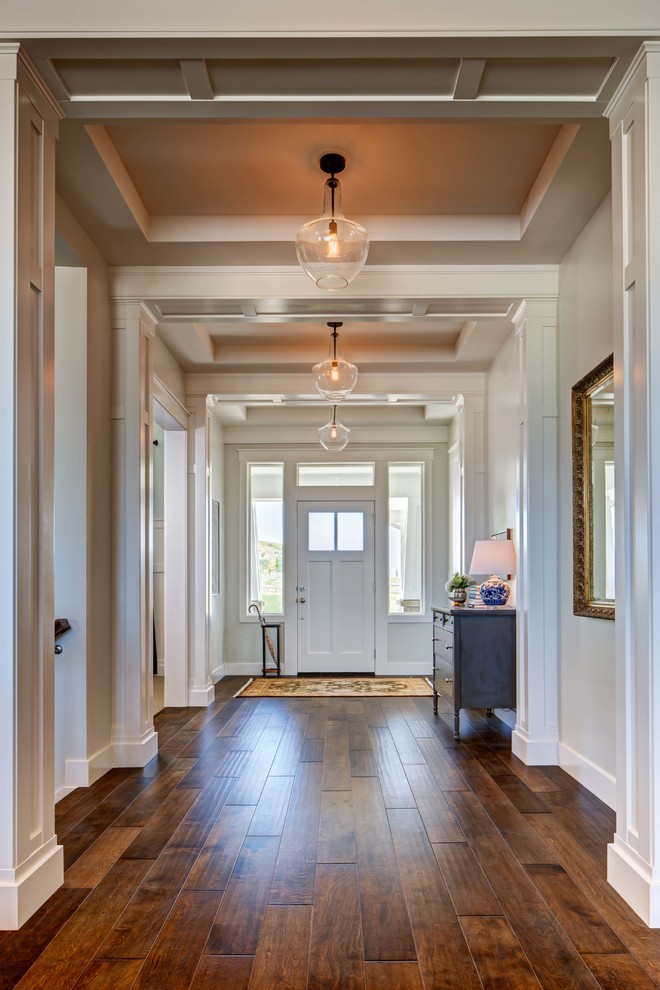 Hallway Ceiling Lights Entry Traditional with Baseboard Dark Wood Floor