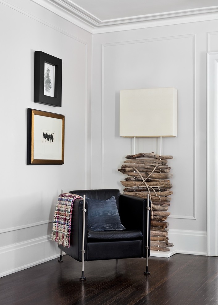 Halogen Floor Lamp Living Room Eclectic with Artwork Baseboards Crown Molding
