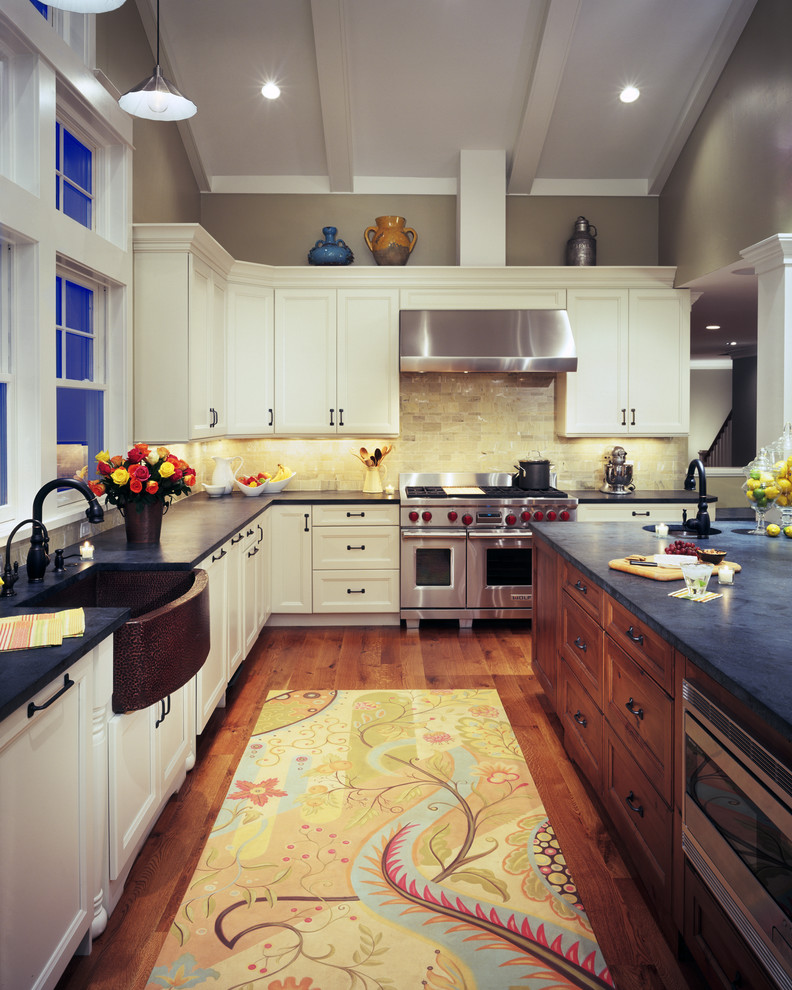 Hammered Copper Sink Kitchen Traditional with Butcher Block Classic Copper