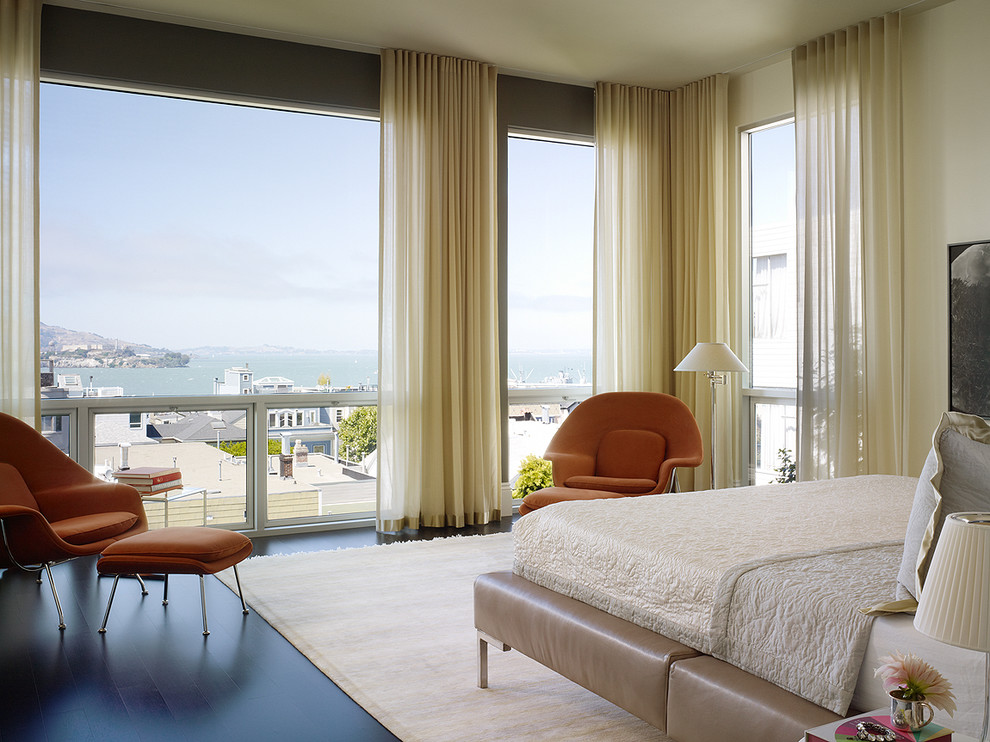 hampton bay track lighting Bedroom Modern with armchair curtains dark wood