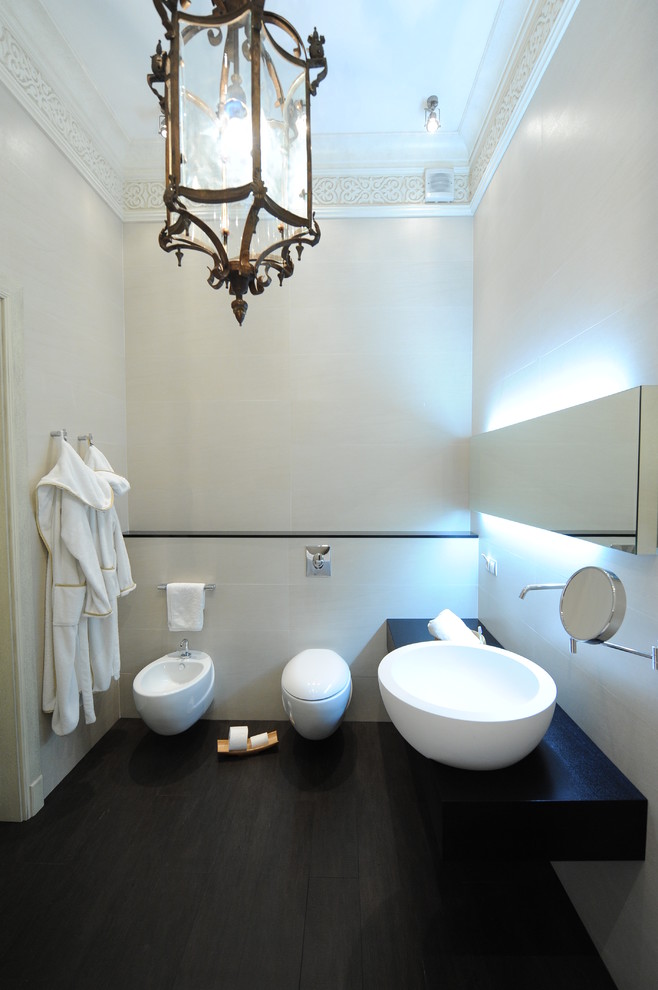 Hand Held Bidet Bathroom Contemporary with Backlighting Bathroom Mirror Bidet