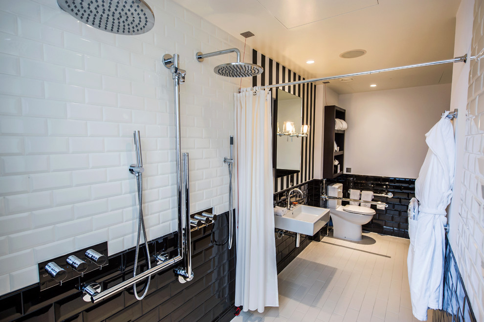 Handicap Shower Design Bathroom Contemporary with Black and White Black