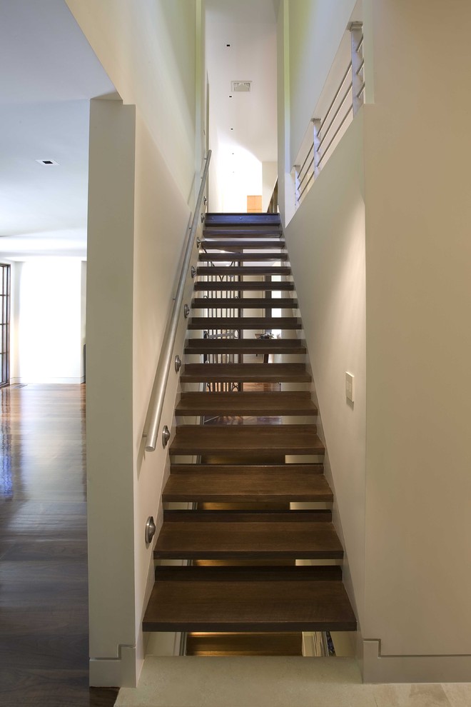 handrails for stairs Staircase Modern with baseboards dark floor guardrail