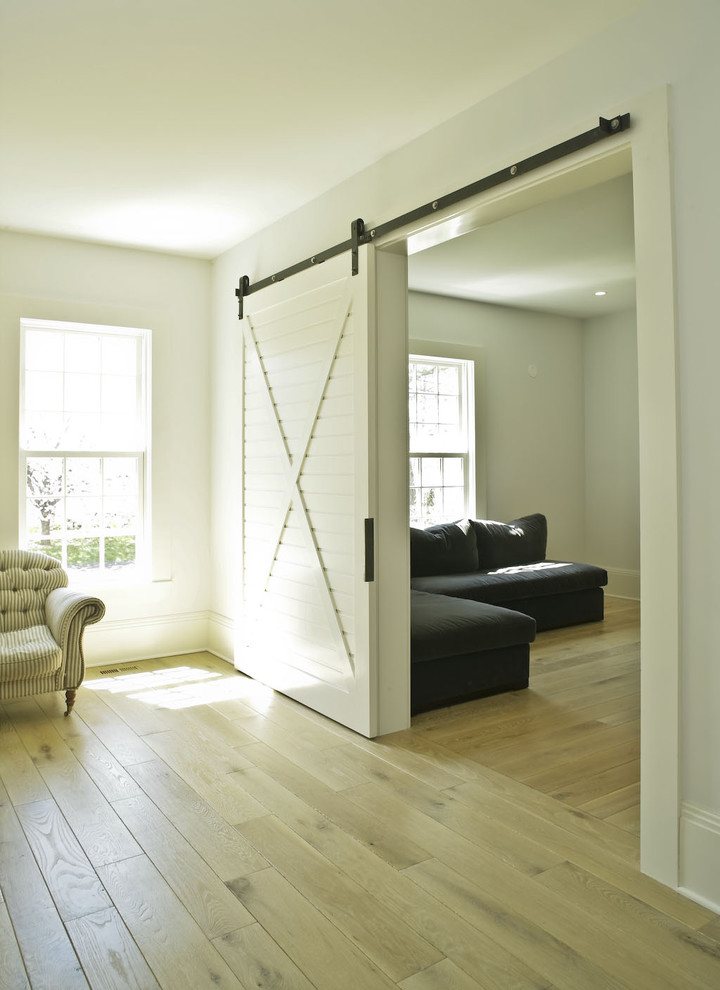 Hanging Sliding Door Living Room Farmhouse with Barn Door Hardware Baseboards