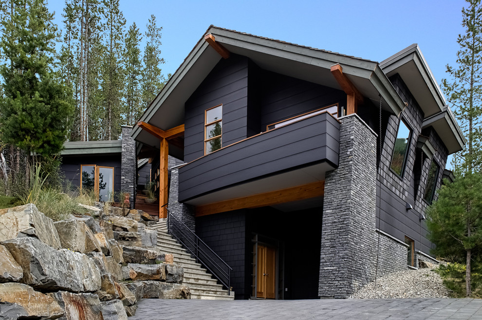 Hardie Board Colors Exterior Contemporary with Balcony Black Cladding Black1