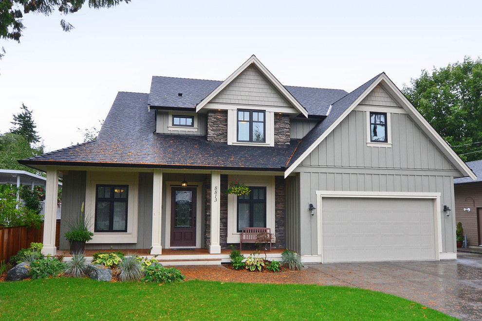 Hardie Board Colors Exterior Traditional with Black Window Trim Bushes1