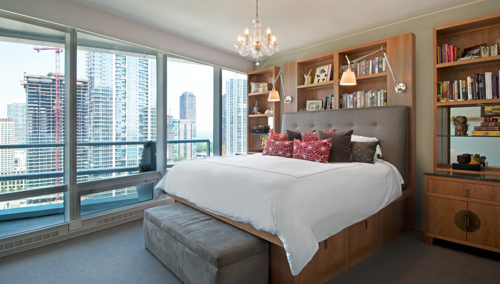 Headboard with Storage Bedroom Contemporary with Bedroom Chandelier Brown Headboard
