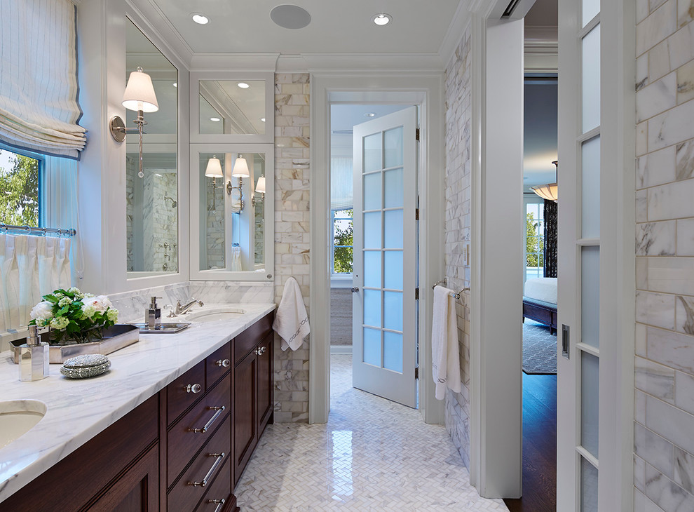 Herringbone Mosaic Tile Bathroom Traditional with Herringbone Mosaic Floor Tile