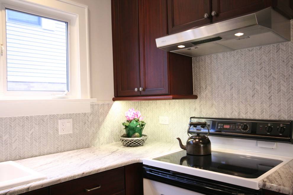 Herringbone Mosaic Tile Kitchen Traditional with 2013 Design Vision Award