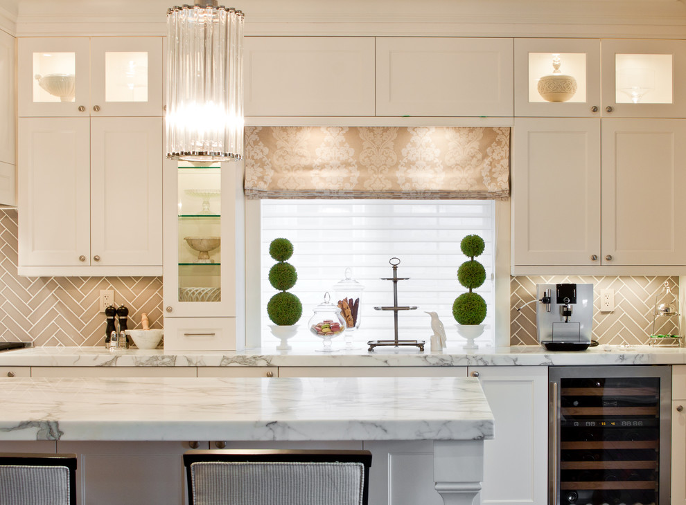 Herringbone Tile Backsplash Kitchen Transitional with Backsplash Beverage Centre Beverage2