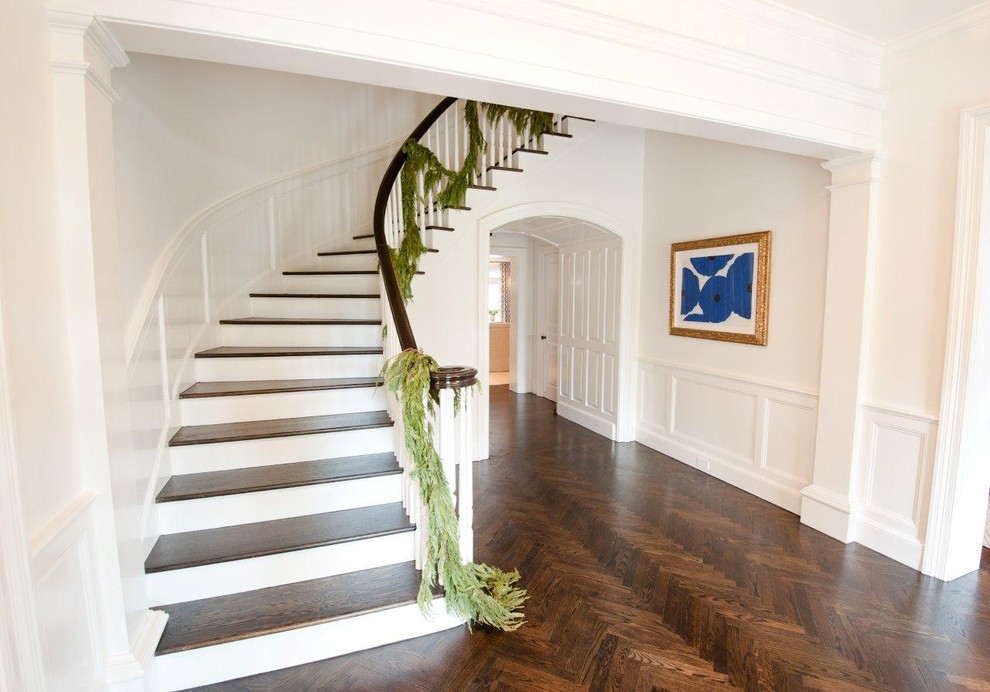 herringbone wood floor Staircase Traditional with artwork chevron Christmas decorations