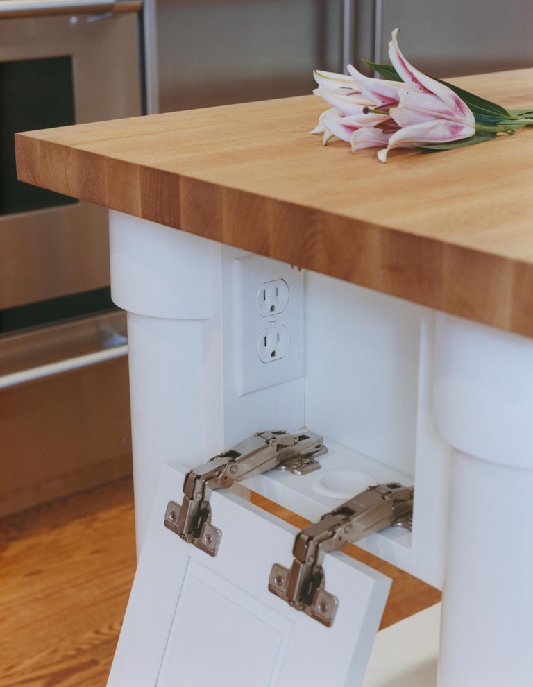 Hidden Electrical Outlets Kitchen with Butcher Block Concealed Outlet