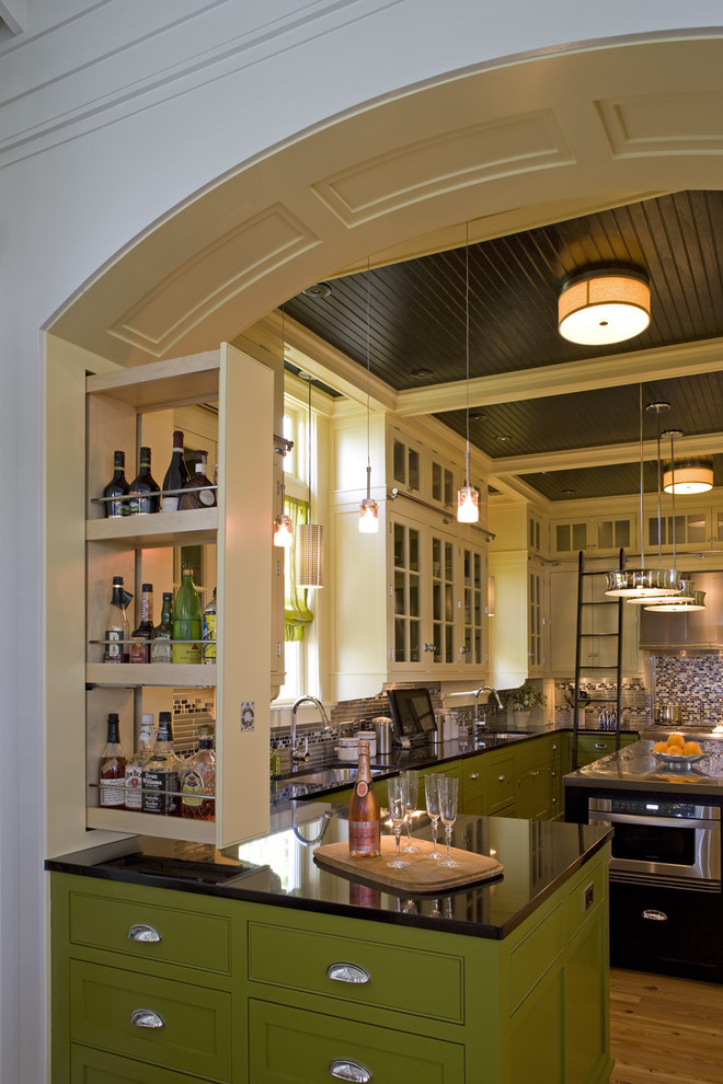Hidden Liquor Cabinet Kitchen Contemporary with Backsplash Bar Cabinetry Countertop